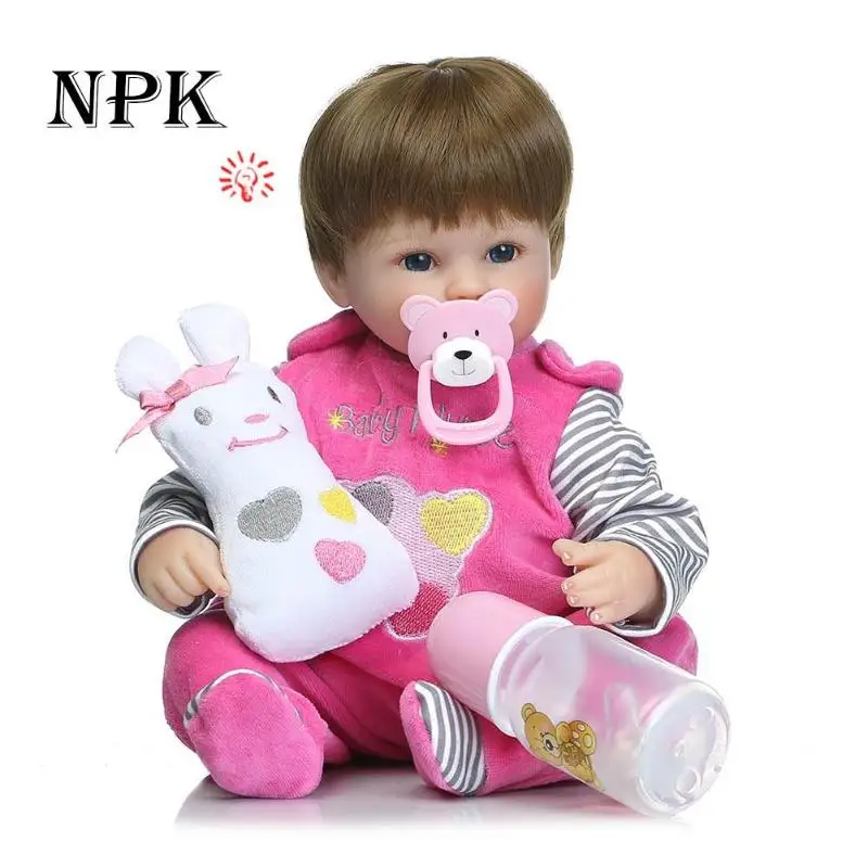 

45cm NPK Silicone Reborn Baby Dolls Kids Simulation Reborn Dolls Soft Lifelike Girls Doll Playing Mate Children Birthday Gifts