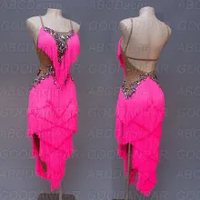 Платье для латинских танцев, платье, стразы, кисточка, платье для латинских бальных танцев, платья для латинских танцев