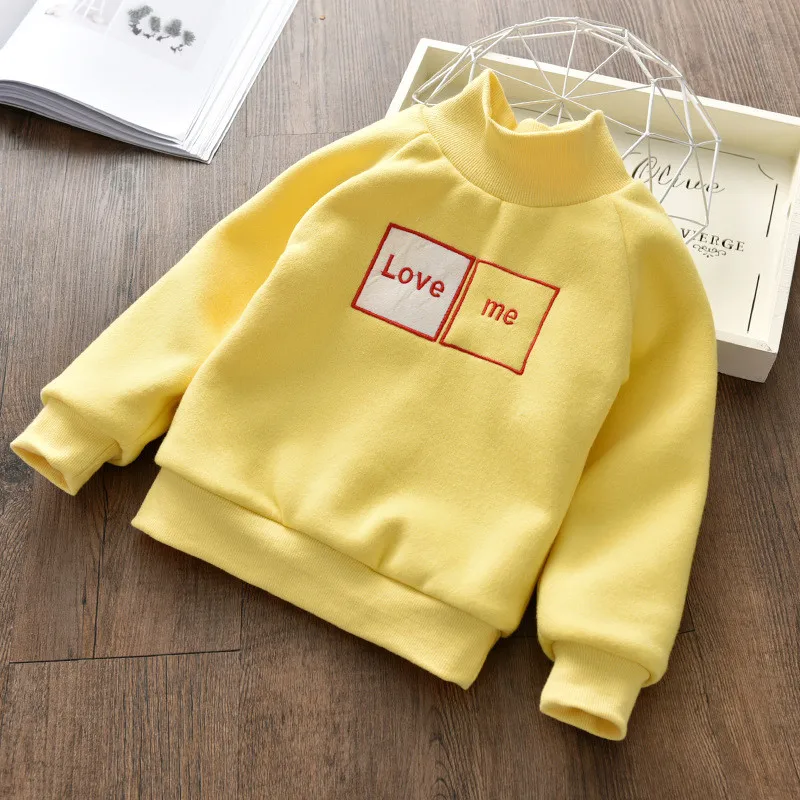

Children girls boys sweatshirts Winter tshirt fashion version warm and velvet high collar shirt new model baby sports sweaters