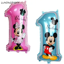 mickey minnie mouse number 1 foil balloons lot helium latex globos baby shower birthday party decor supplies kids toys LUHONGP