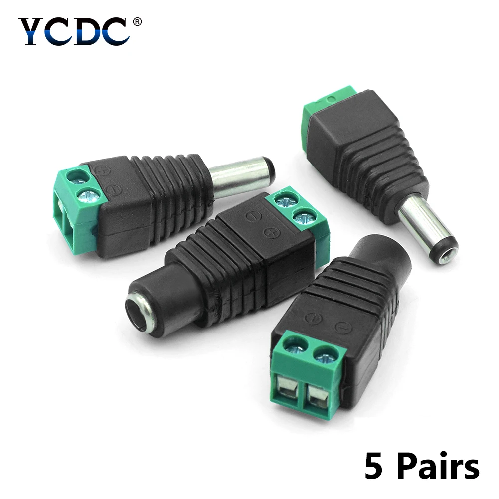 

5x male + 5x female DC plug CCTV Camera 5.5mm x 2.1mm DC Power Cable Female Plug Connector Adapter Jack to connection led strip