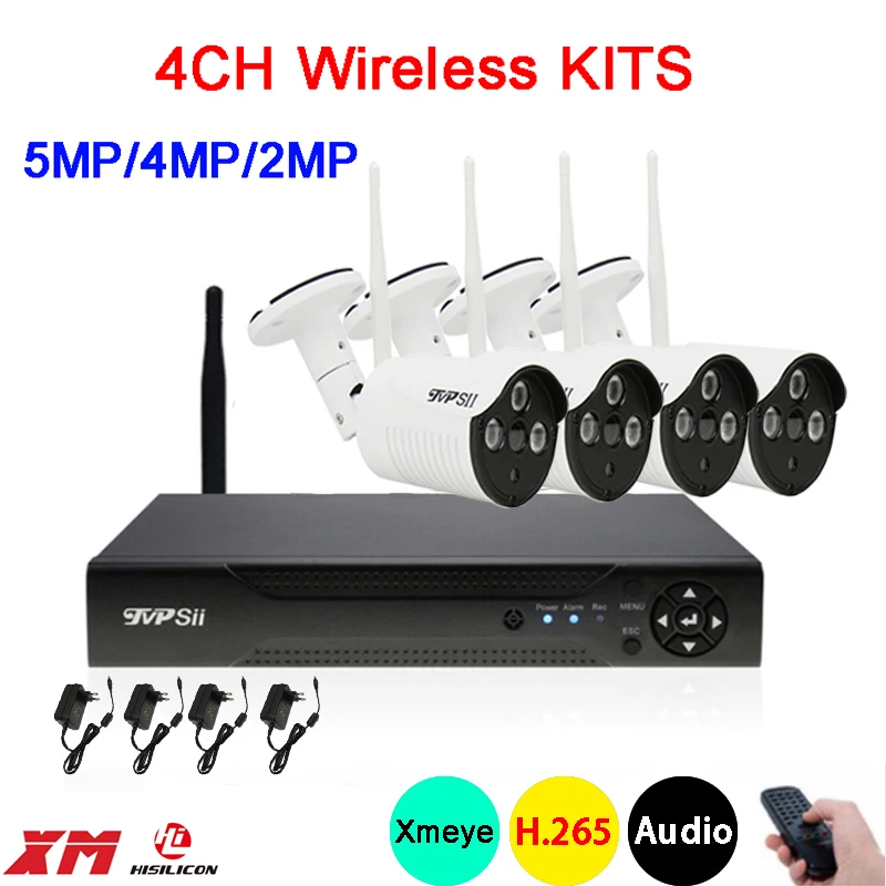 

5mp/4mp/2mp Dahua Three array Infrared Xmeye APP Waterproof HD H.265 25fps 4CH 4Channel WIFI Wireless IPCamerakits FreeShipping