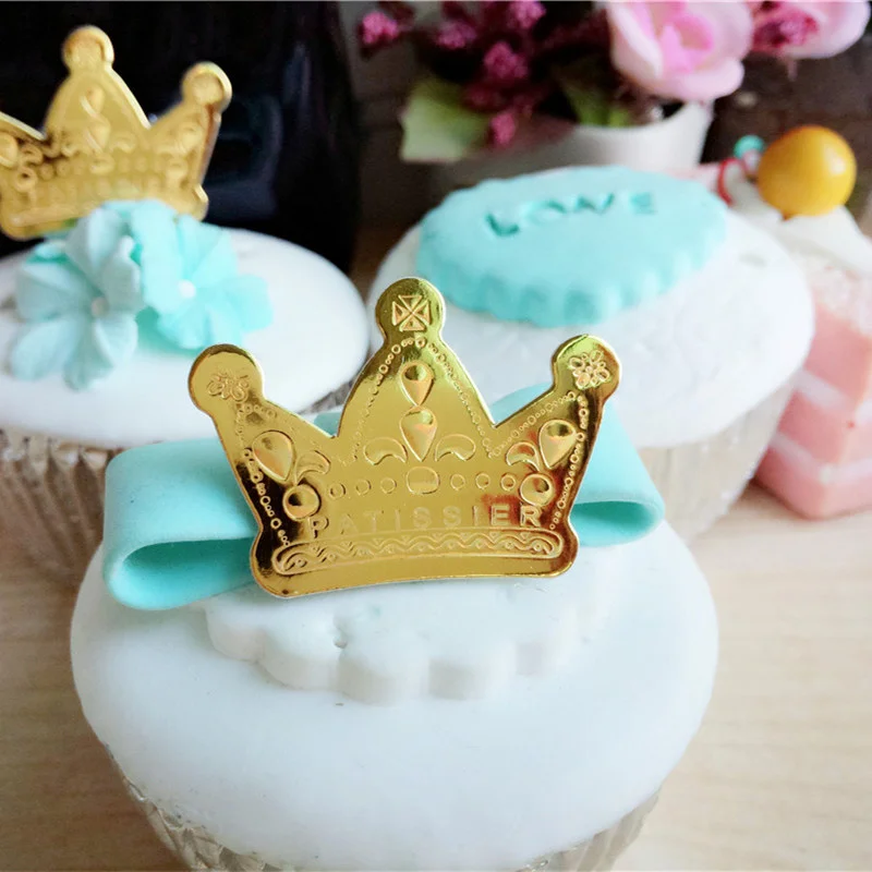 50pcs Crown Shape Birthday Cake Topper Cupcake Toothpick