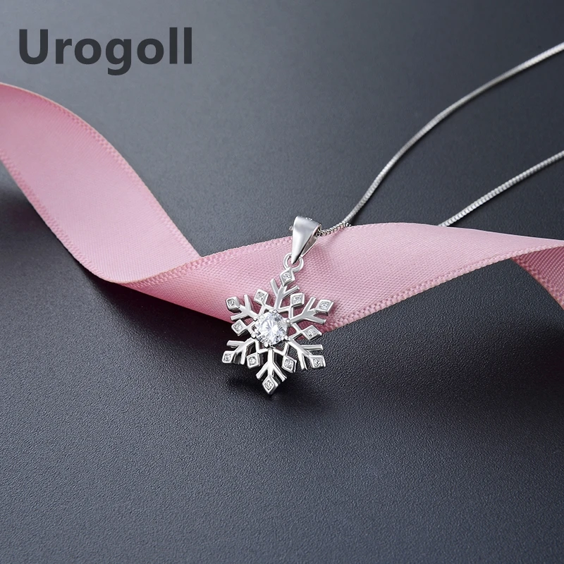 Fashion Real 925 Sterling Silver Necklaces For Women Christmas Snowflake Pendant Necklaces Chain For Women Girl Jewelry