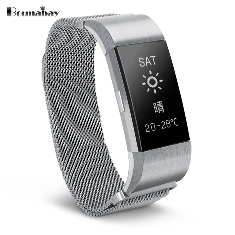 Bounabay многоязычные smart bluetooth браслет красочные часы для женщин Touch Android IOS Телефон