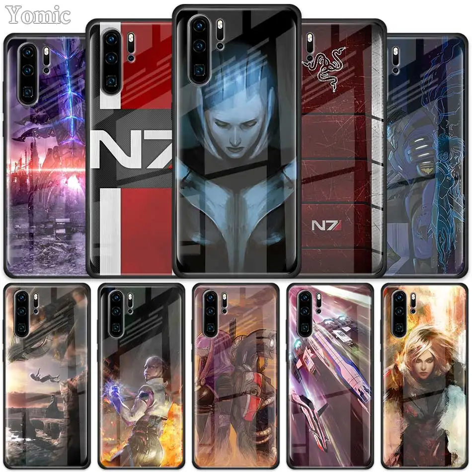 

N7 Mass Effect Tempered Glass Case for Huawei P30 Pro P10 P20 P30 Lite Mate 10 20 Pro Honor 20 Pro 8X Cases Cover