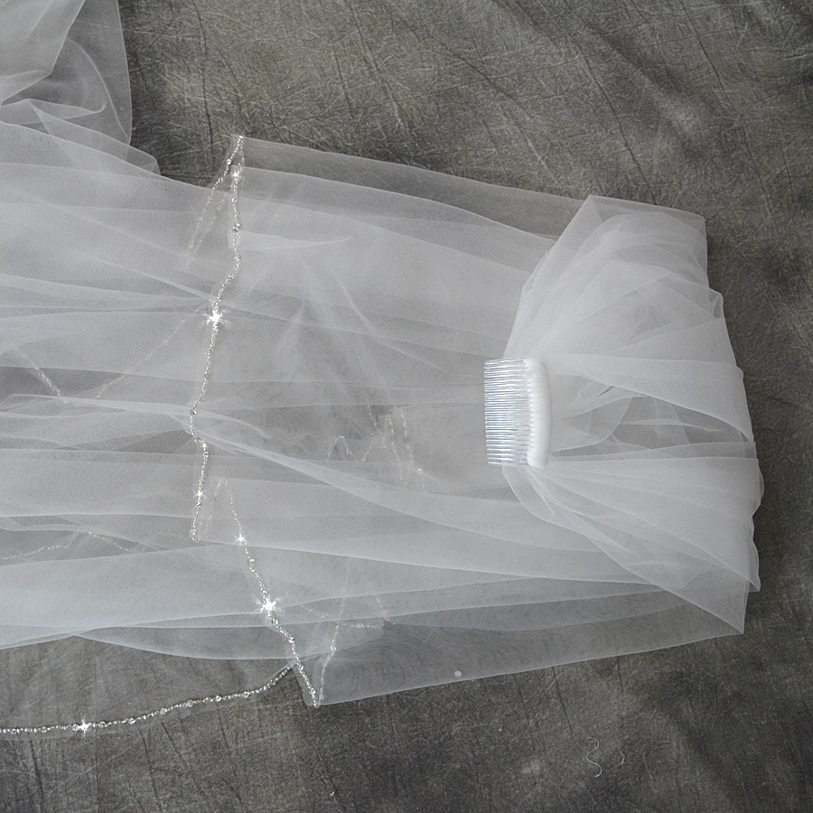 2 метра вышитая бисером вуаль с гребнем свадебная вуаль
