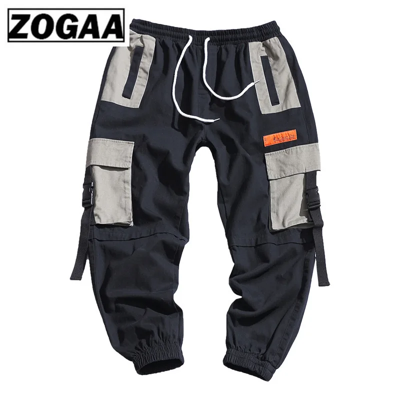 ZOGGA Stitching Color Loose Male Ankle-Length Cargo Pants High-quality Cotton Mid-Waist Men Pants Without Fade/Shrink/Pilling ZOGGA Stitching Color Loose Male Ankle-Length Cargo Pants High-quality Cotton Mid-Waist Men Pants Without Fade/Shrink/Pilling