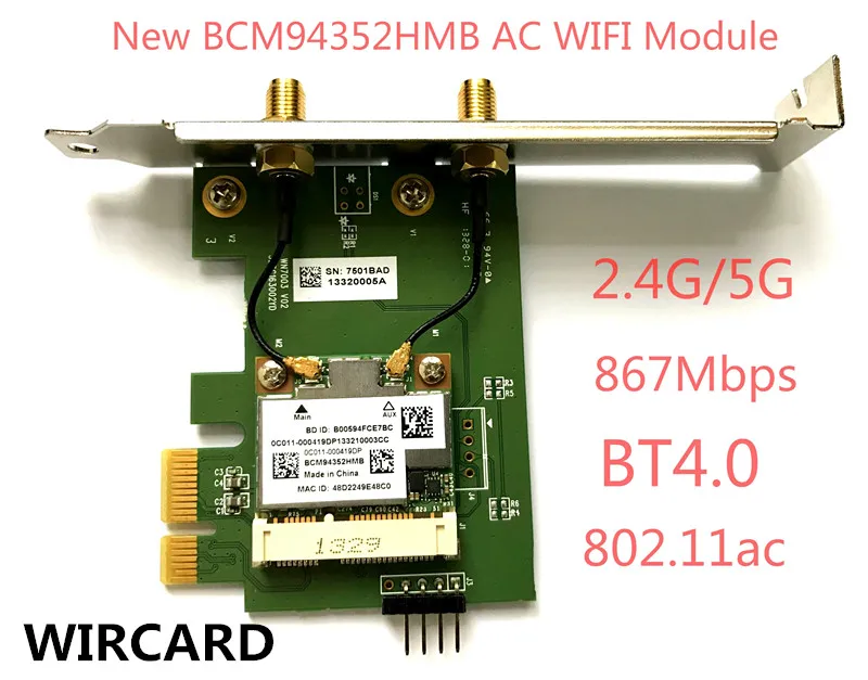 Scheda Wifi Desktop Wireless Wireless 867Mbps Wireless-Ac Wlan Bt 4.0 Pci-Ex1