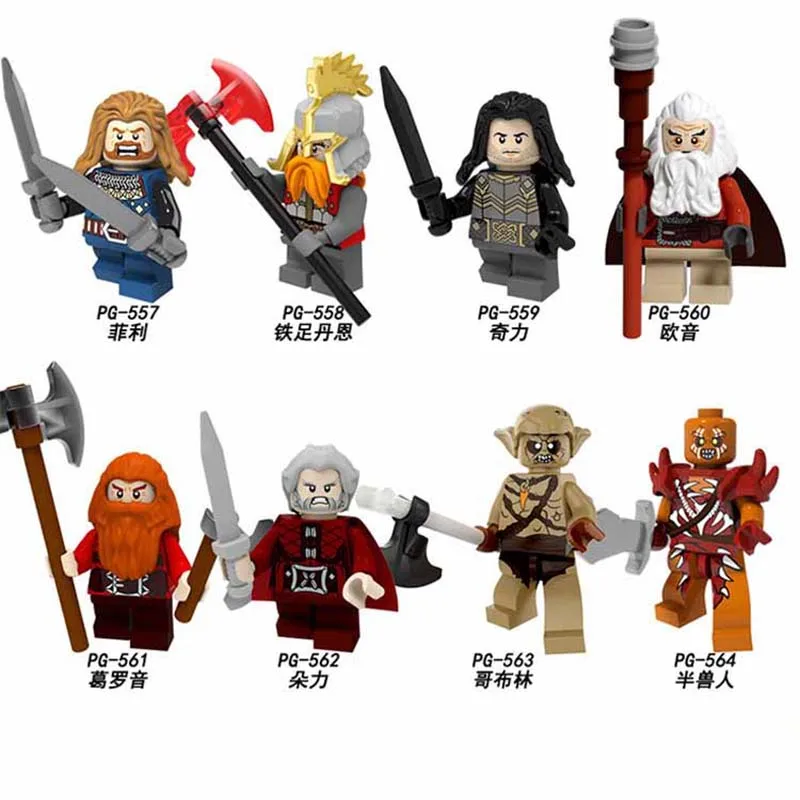 

For lgoing Lord of the Rings Bilbo Baggins Figures Dwarf Uruk Hais Orc Azog Yazneg Bombur Model Building Blocks Bricks Toys 162