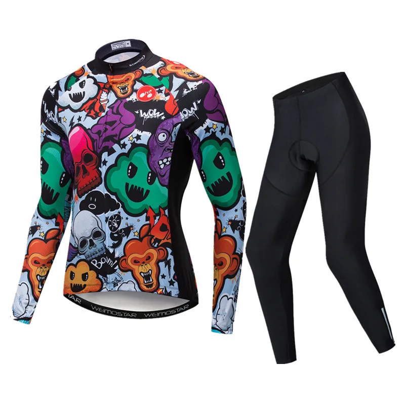 Color 1 Weimostar Ghost велосипедная одежда для мужчин осень череп печать Велоспорт Джерси набор горный велосипед одежда дорожный велосипед одежда - Цвет: Color 1
