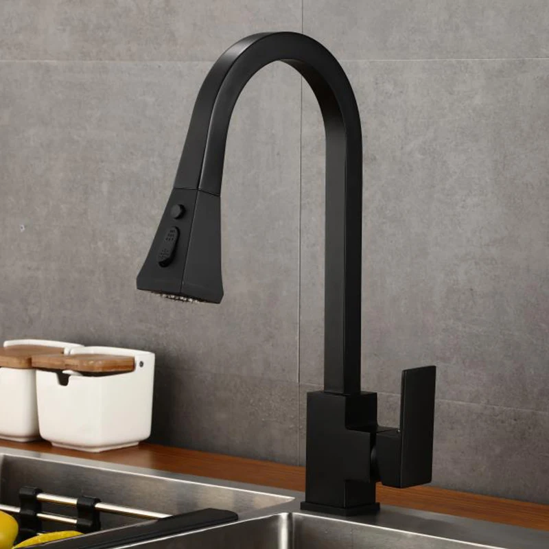 

Azeta Black Kitchen Faucets Single Handle Pull Out Kitchen Water Tap Mixer 360 Degree Rotation Sink Tap Kitchen Faucet AT9608B