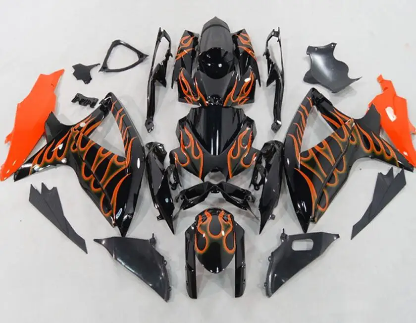 

3Gifts New ABS Fairings Kit 100% Fit For SUZUKI GSXR600 GSXR750 08 09 10 R600 R750 K8 GSXR 600 750 2008 2009 2010 Orange Flame