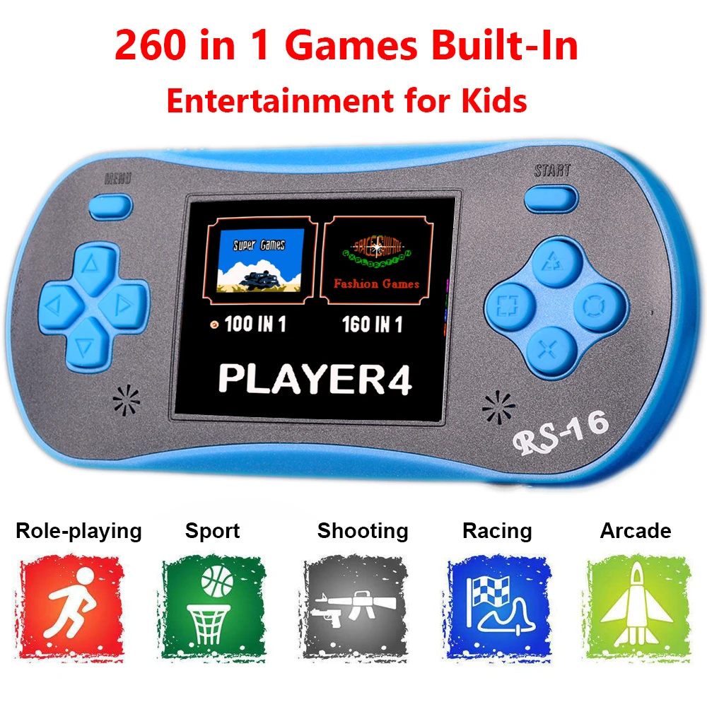 RS 16 игровой плеер JJFUN портативная консоль ручная игра для семейного отдыха 260