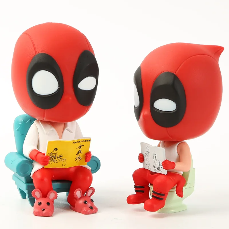 

Super Heroes Deadpool Sit On Toilet Sofa 7-8.5cm #4012 Action Figures PVC Doll Collection Model Toys Gifts