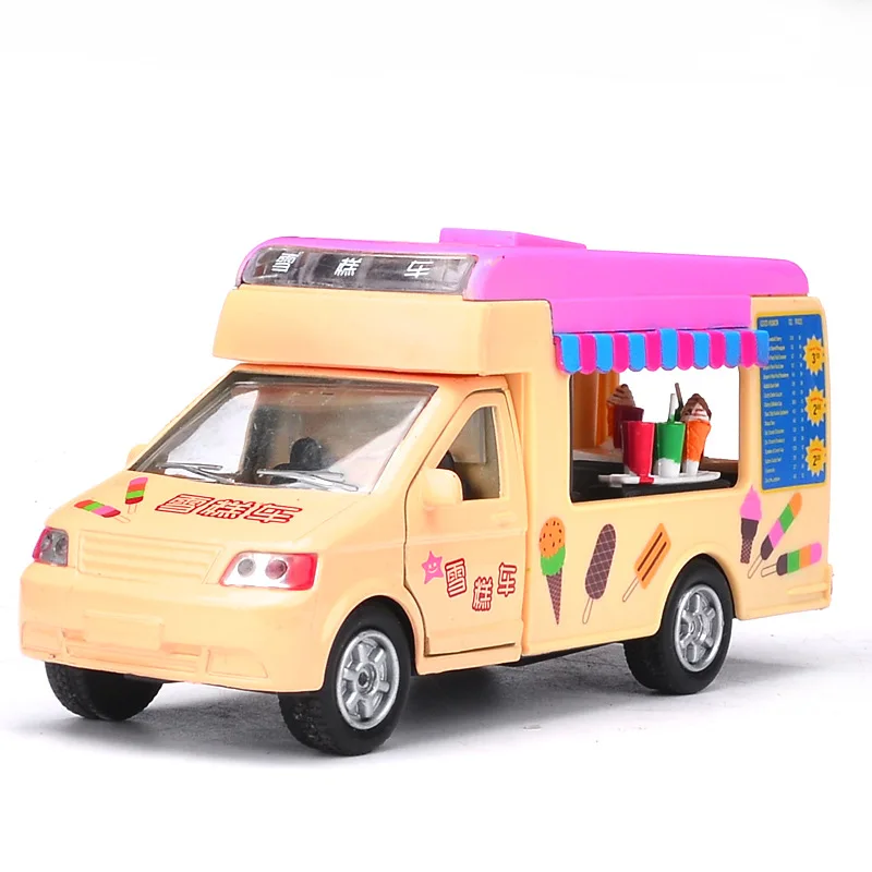 

Kawaii Alloy Electric Sound and light Pull back Cars Model Kids Vehicle Toys for Children Doll Accessory Ice-cream/Fast food Car