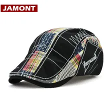 [Jamont] Для мужчин Кепки для женщин Кепки осень-зима Шапки Беретки для женщин Нерегулярные Вышивка Повседневное Кепки S Casquette хлопок плед Для Мужчин's шапка Зимняя