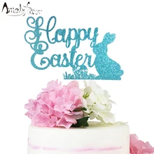 Пасхальная тема блестящие топперы счастливый Пасхальный торт Топпер кролик яйцо вечерние украшения событие, фестиваль вечерние поставки на заказ