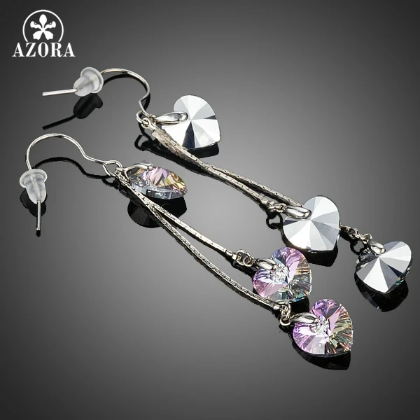 AZORA Romantic Dangling Heart Stellux Austrian Crystal Drop Earrings for Valentine's Day Gift TE0241