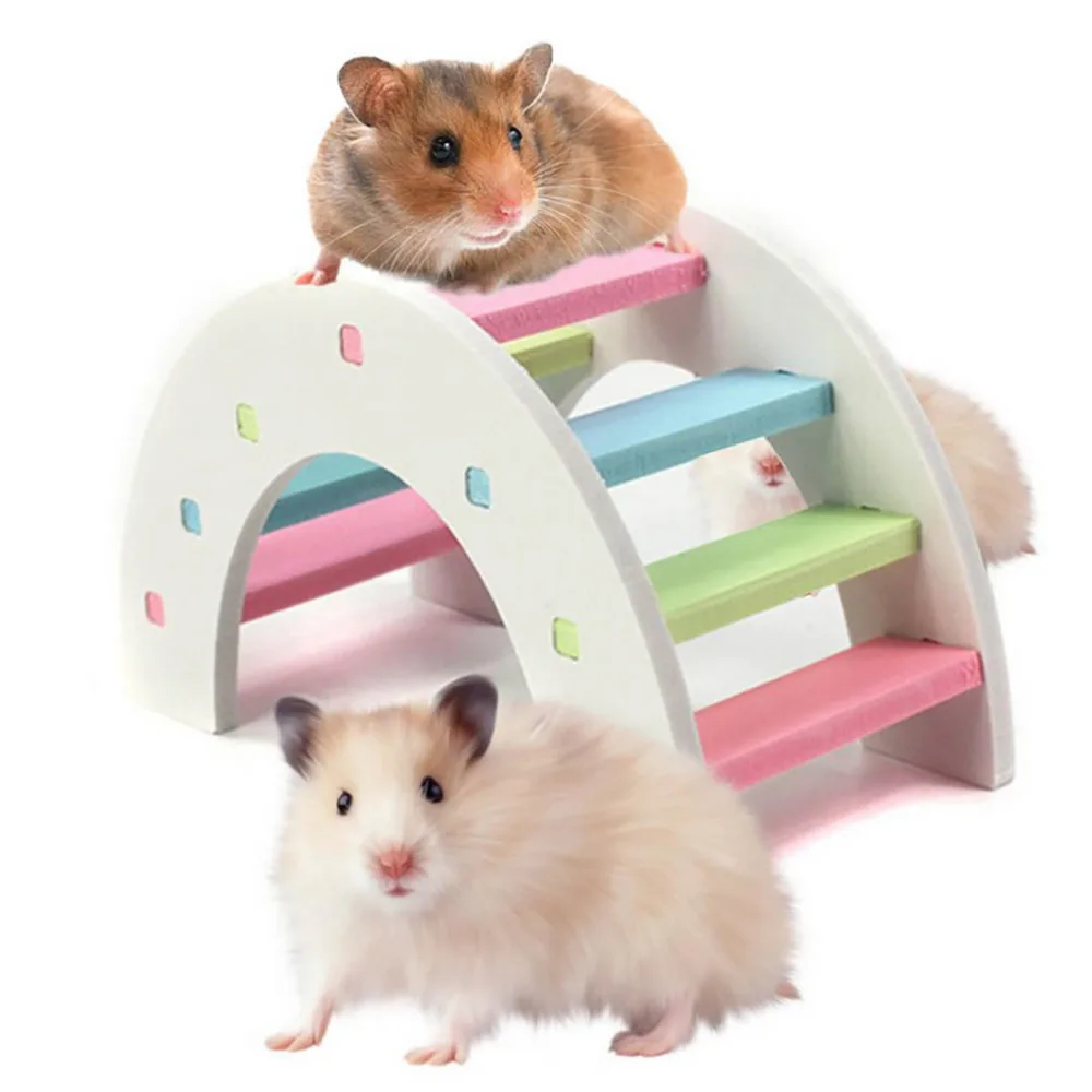 Hamster Toys Rainbow Bridge Guinea Pig Hamster Wooden Toy Physical Training Toys Small Pet Toys