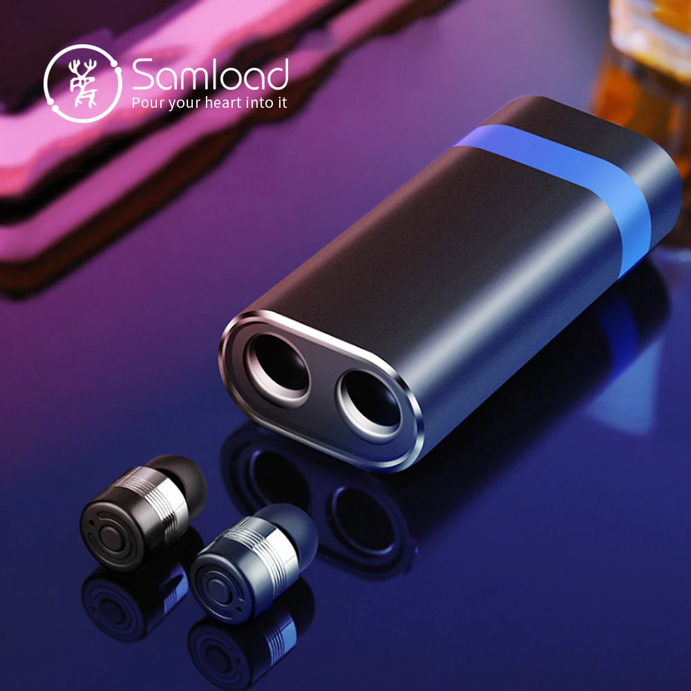 

Samload Mini Bluetooth 5.0 Earbuds with 2000mAh Power Bank Portable Charging case Mic Wireless Stereo Headphones For iOS Android