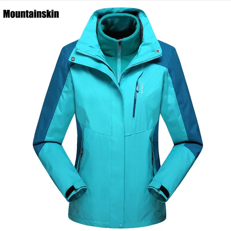

2018 Men Women Winter 2 Pieces Inner Fleece Jacket Outdoor Sports Brand Softshell Coats Hiking Skiing Male Female Jackets VA055