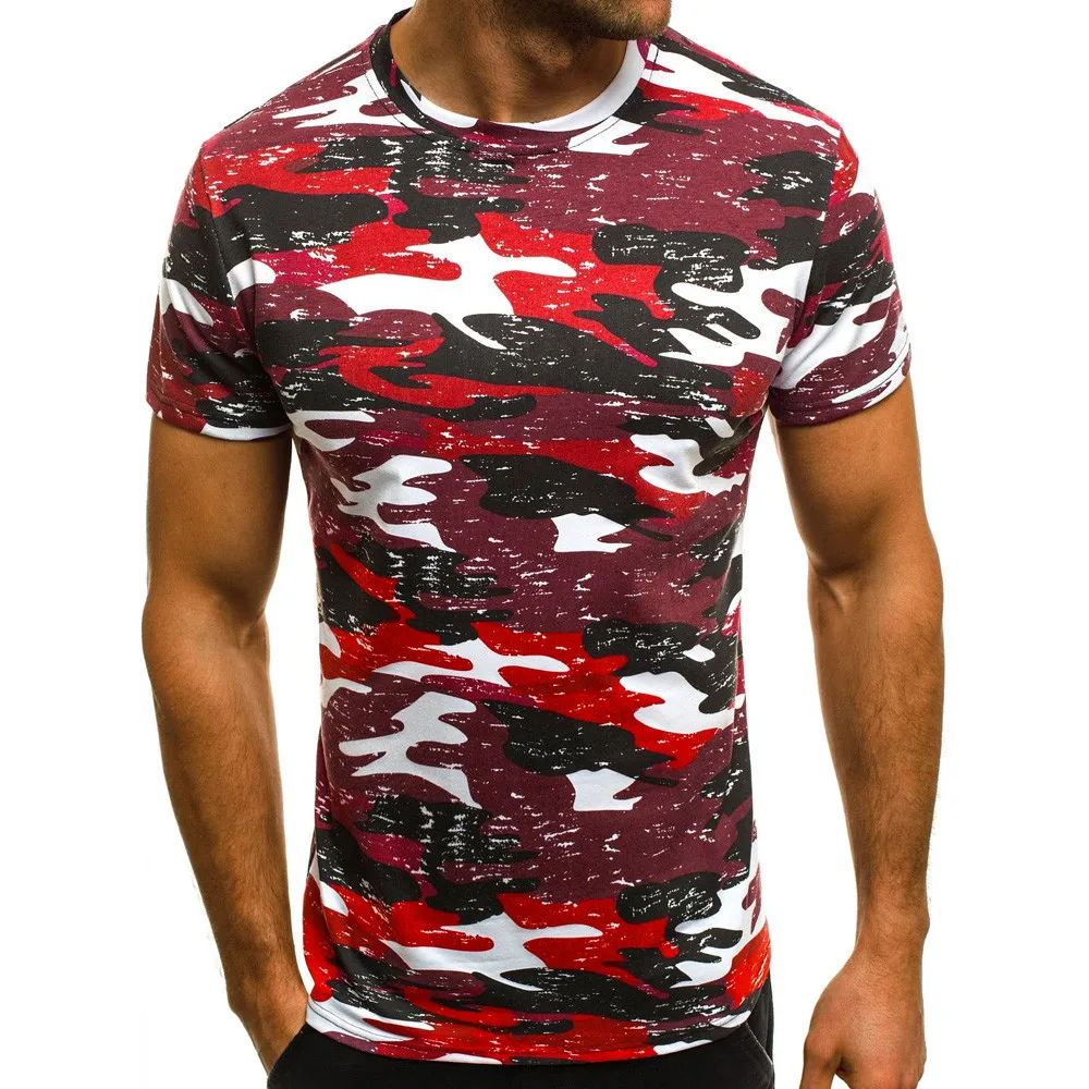 

Fashion Summer Muscle Tees Mens Camouflage Short Sleeve Hip Hop T-shirt Casual Spliced Tops Fitness Clothing Poleras Hombre 2#