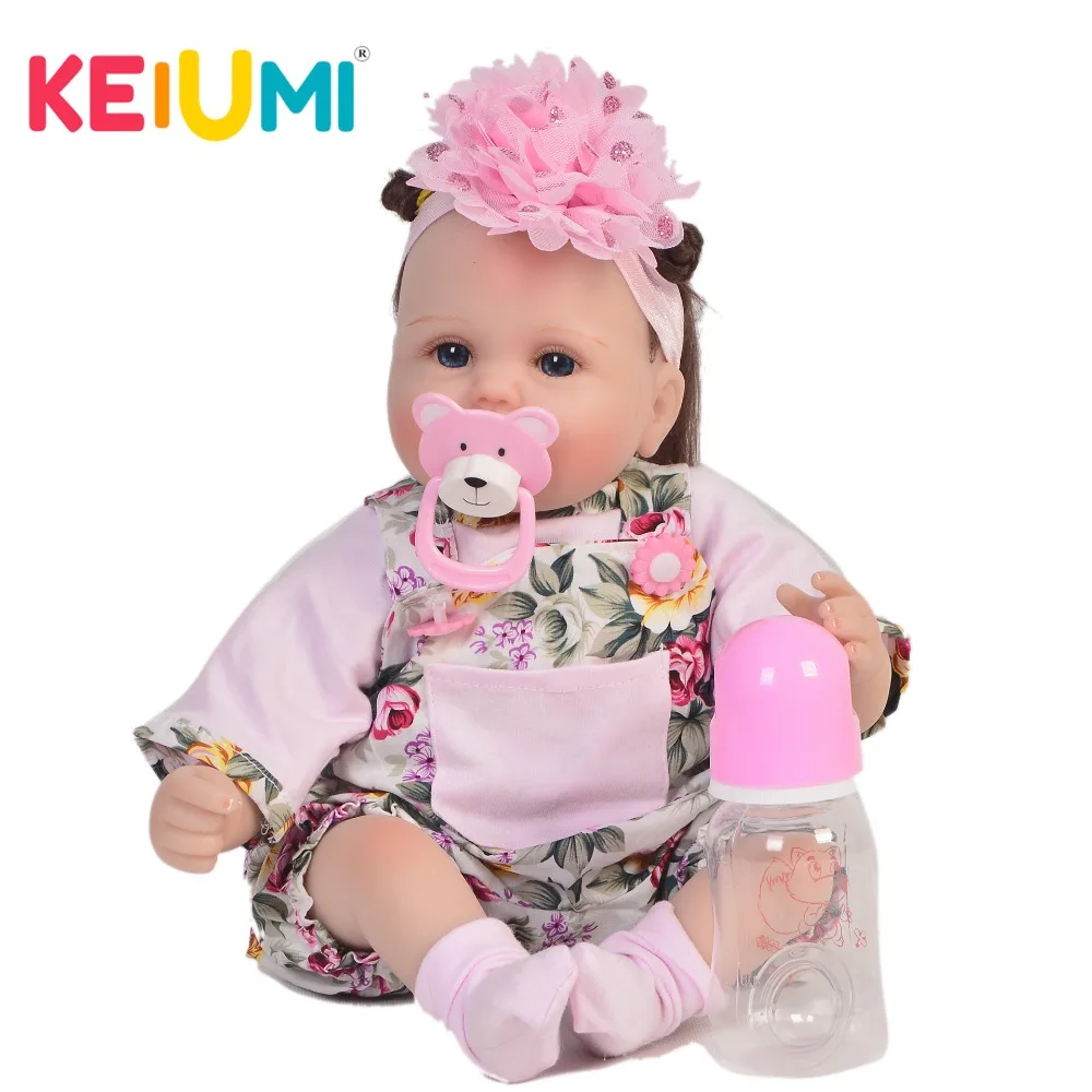 

Lovely 17 inch Silicone Baby Dolls Newborn Girls Looks Real Reborn Baby Dolls Toys For Kids Playmates 42 cm KEIUMI Boneca Reborn