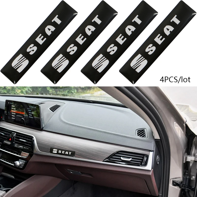 

4pcs 6CM*1.4CM Seat Car Badge Emblem Decal Sticker for seat leon ibiza Alhambra lada niva kalina priora granta largus vaz Car st