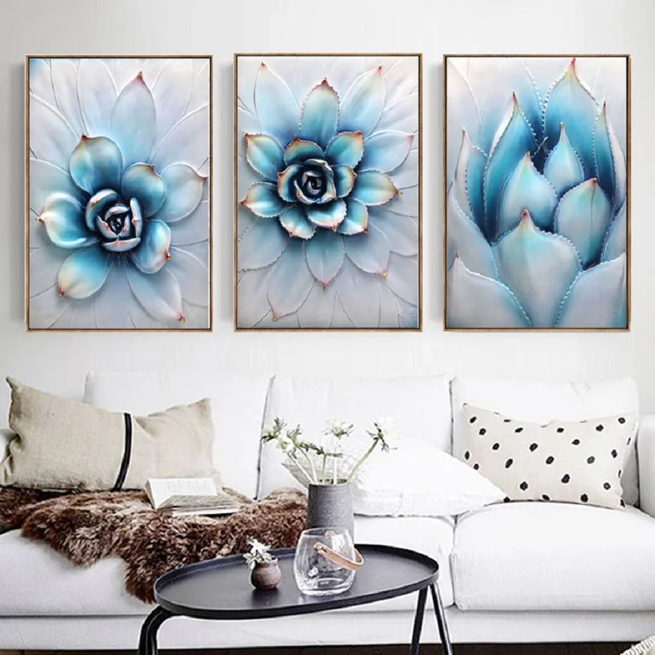 Nordic Minimalist Flowers Succulents Plants Wall Art Canvas Paintings Wall Pictures Prints and Posters Girls Bedroom Home Decor (4)