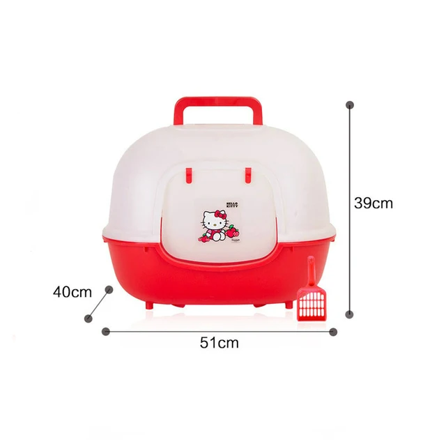 Cute Hello Kitty Totally Closed Cat Litter Pet Cat Toilet Scoop Free