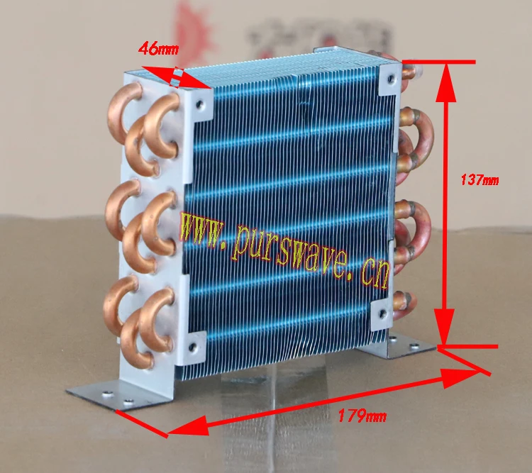 Мини конденсатор с 12V24V48V 120*120*25 мм вентилятор двигателя ребра пространство медная трубка теплообменник мощность 375 Вт