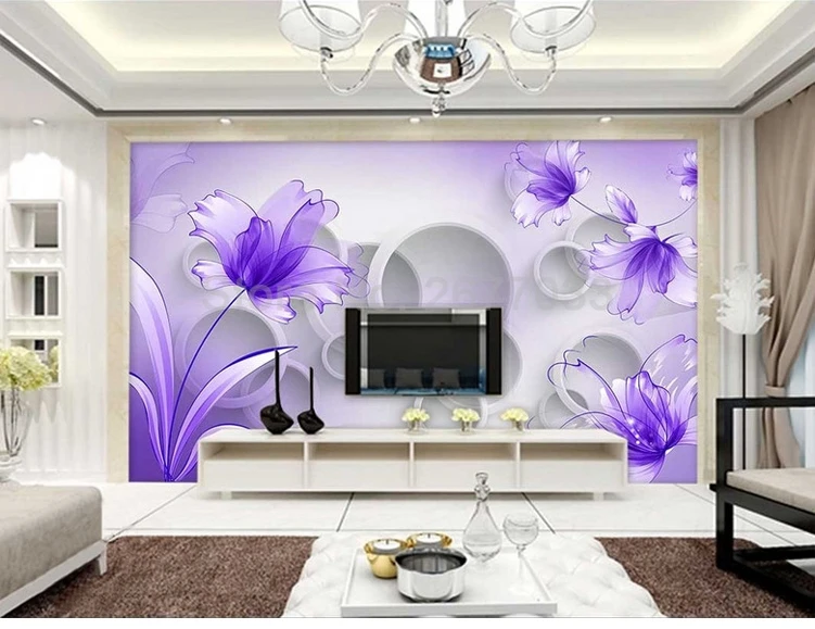 flores transparentes moda moderna 3d sala de