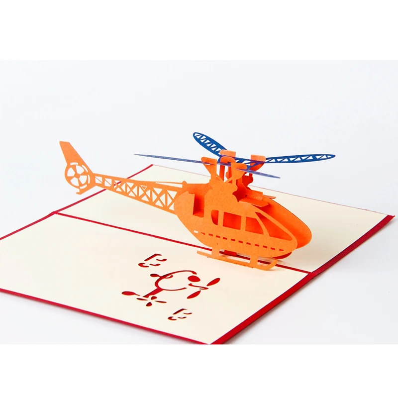 1 шт. вертолет 3D Бумага лазерная резка всплывающие аниме Винтаж поздравление с днем рождения карты подарки пожелания открытки ремесла с конвертом подарок