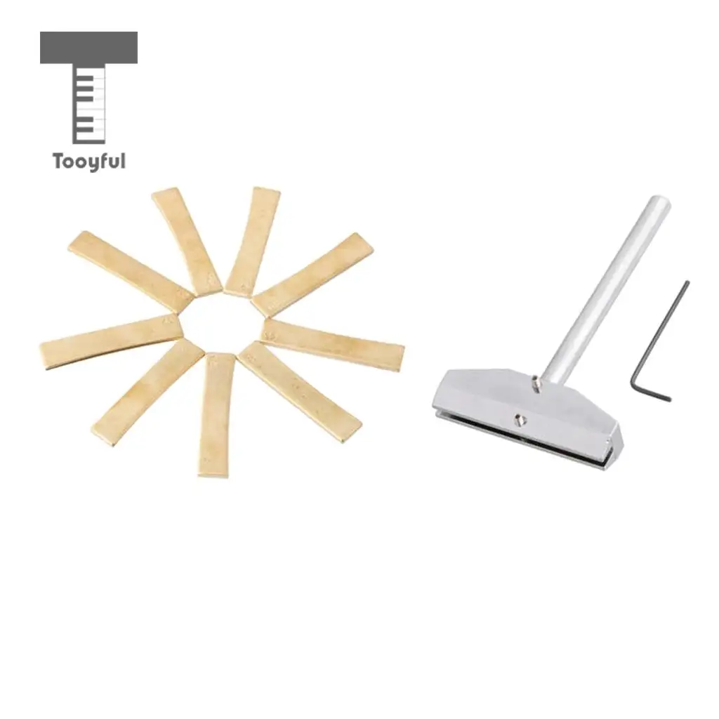 Guitar Repair Tool Set 9pcs Brass Fingerboard Fretboard Press Caul Insert+L Shaped Wrench