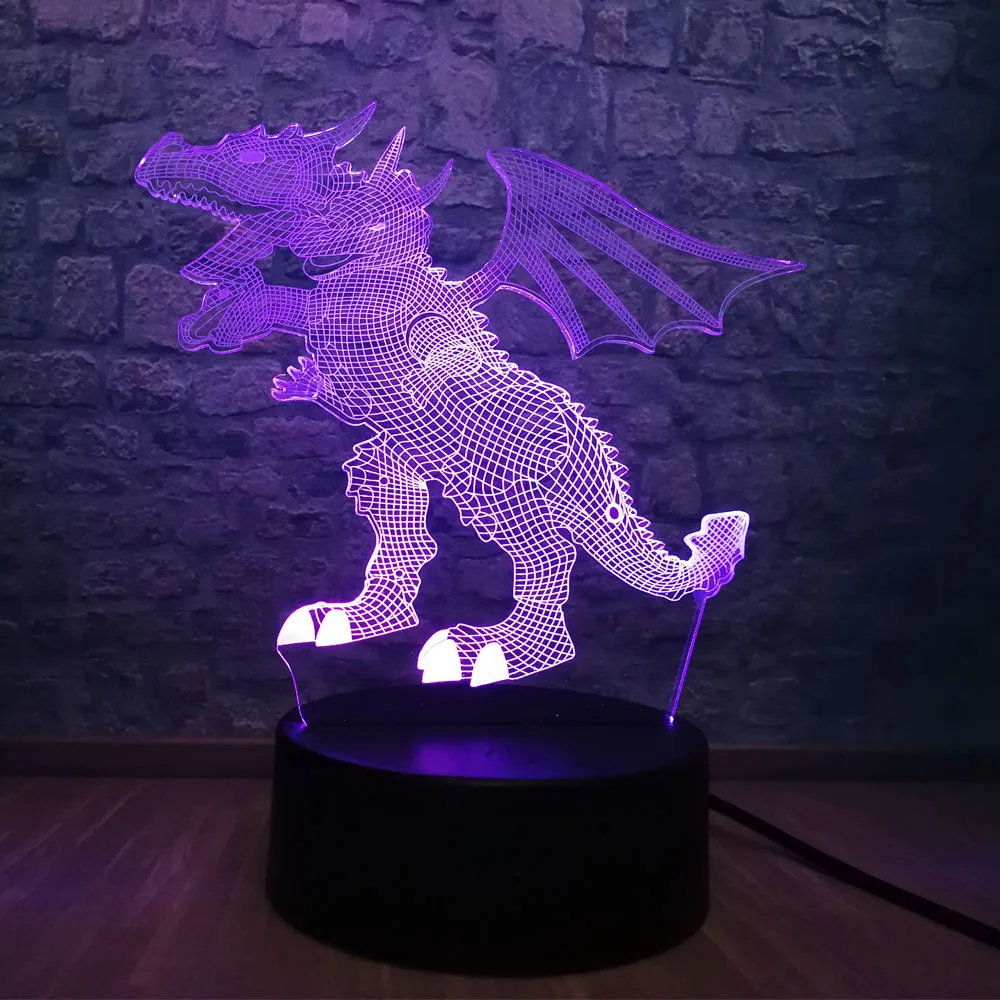 3D ночной Светильник динозавр Парк Юрского периода 7 цветов меняющий RGB светильник