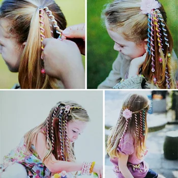 

Cute Girls Hair Band 6pcs/lot Headband Crystal Long Elastic Headwear Rainbow Color Free Length Dreadlocks Hair Style Accessories