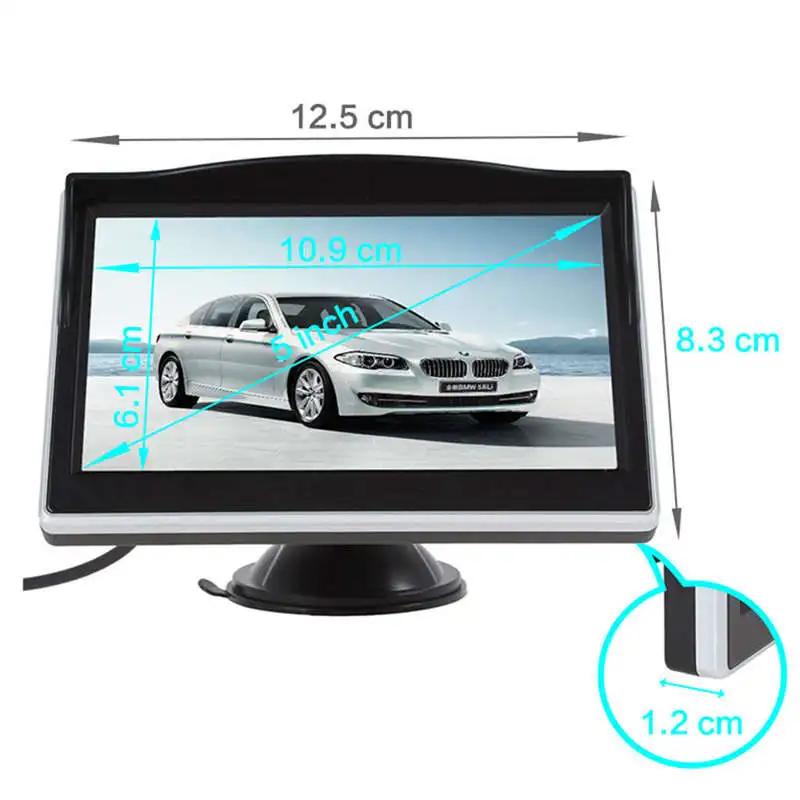 Автомобильная парковочная система 5 дюймов монитор заднего вида+ Автомобильная камера заднего вида с резиновым вакуумным кронштейном
