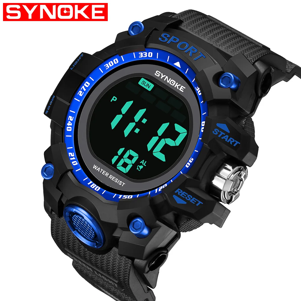 SYNOKE наручные часы для мужчин s спортивные цифровые часы для мужчин светодиодный Будильник с датой водонепроницаемые часы спортивные мужские s цифровые часы лучший бренд класса люкс - Цвет: Blue