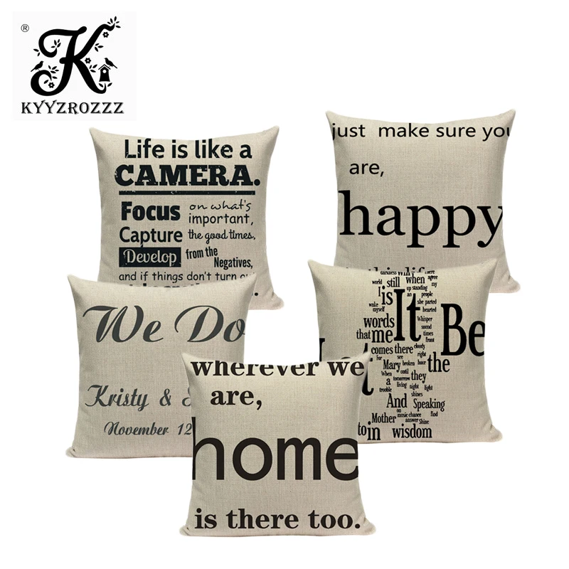 

Black White Love Letter Cushion Cover Decorative Pillows For Sofa Car Children'S Decor Home Woven Linen Throw pillow Pillow case
