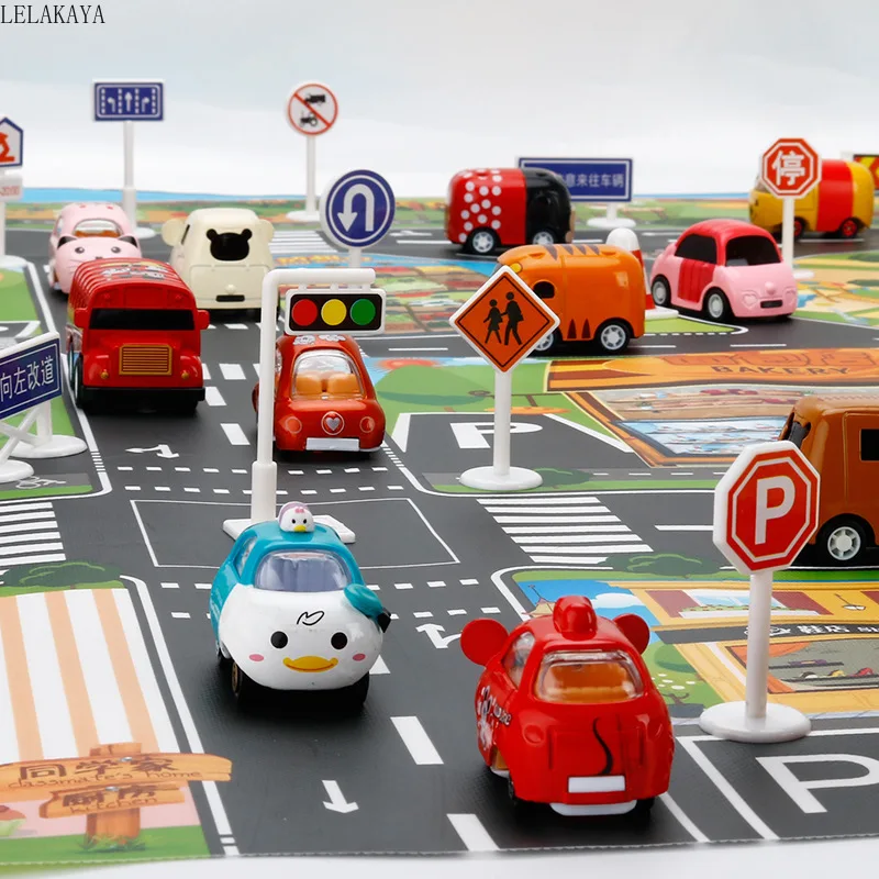 

18pcs/set New Arrival Mini Creative Kids Education Role Play City Fire Traffic Road Sign Vehicles Diecasts Lovely Decoration Toy