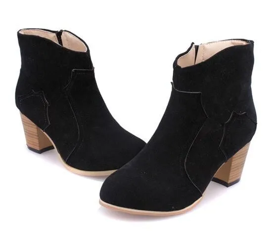 COVOYYAR/; популярные модные ботинки; Женские Классические однотонные ботильоны в западном стиле; ботинки на среднем каблуке; Осенняя женская обувь; WBS109