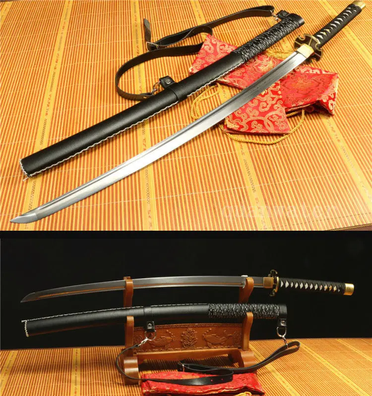 DAMASCUS Folded Steel Sheath Walking Dead Michonne BLACK Sword Katana Replica
