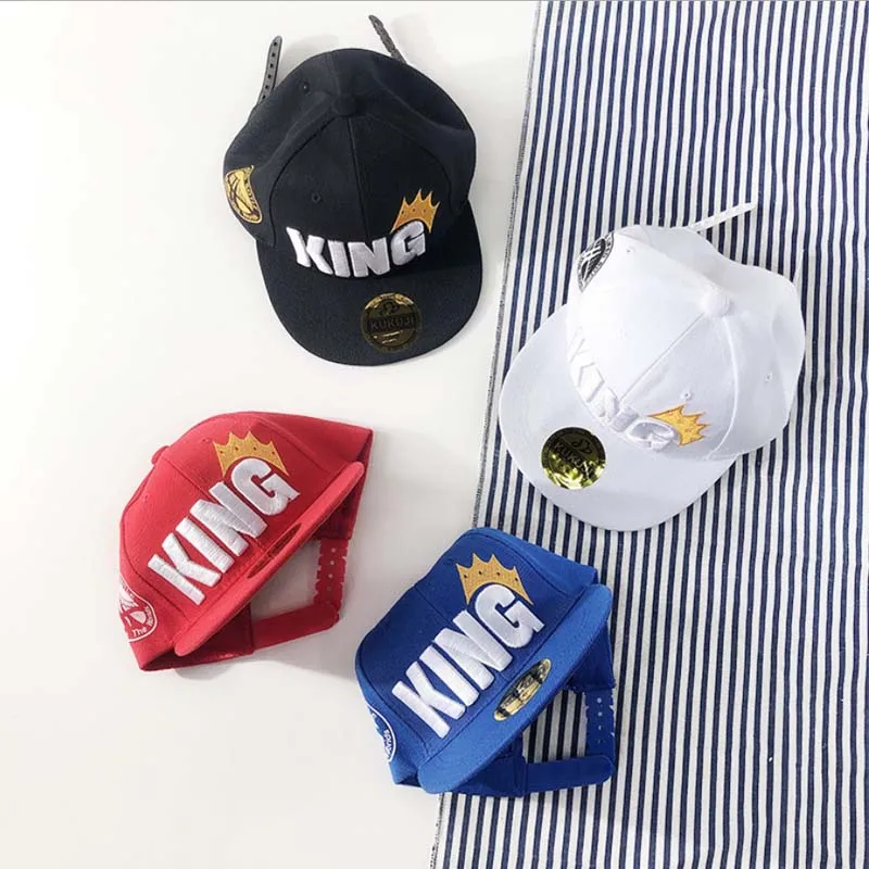 KING бейсболка Snapback Дети козырек кепки s Белый Черный обувь для мальчиков хип хоп Спорт Кепка с металлической буквой шапки лето