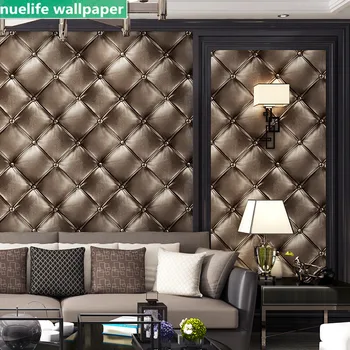 

0.53x10m 3D simulation leather soft bag wallpaper bedroom shop restaurant living room sofa TV background wall paper