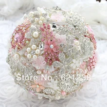 Розовый держащий цветы, красивая Ювелирная брошь букет, Розовый Свадебный Специальный букет, блестящий, Хрустальный букет невесты