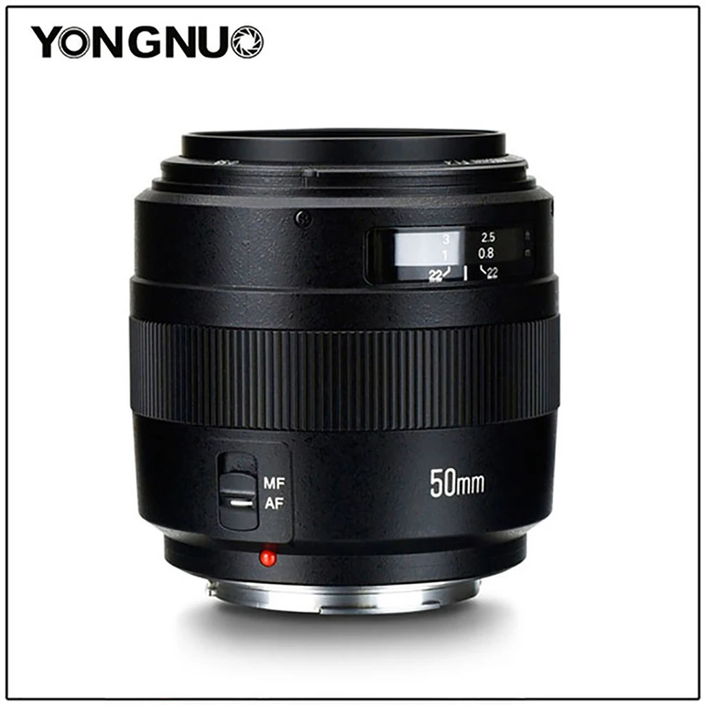 Светодиодная лампа для видеосъемки YONGNUO YN50mm F1.4 стандартное фиксированное фокусное расстояние объектив с фиксированным фокусным расстоянием большой апертурой Автофокус для цифровой однообъективной зеркальной камеры Canon EOS 70D 5D2 5D3 600D DSLR Камера