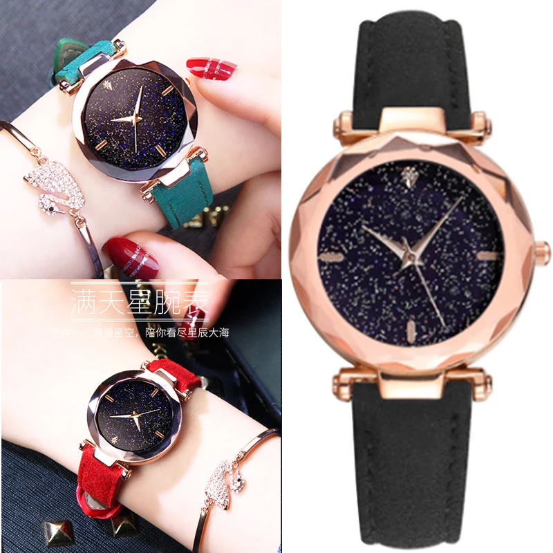 

Luxury ladies watch ladies magnetic starry sky fashion diamond female leather quartz watch relogio feminino zegarek damski