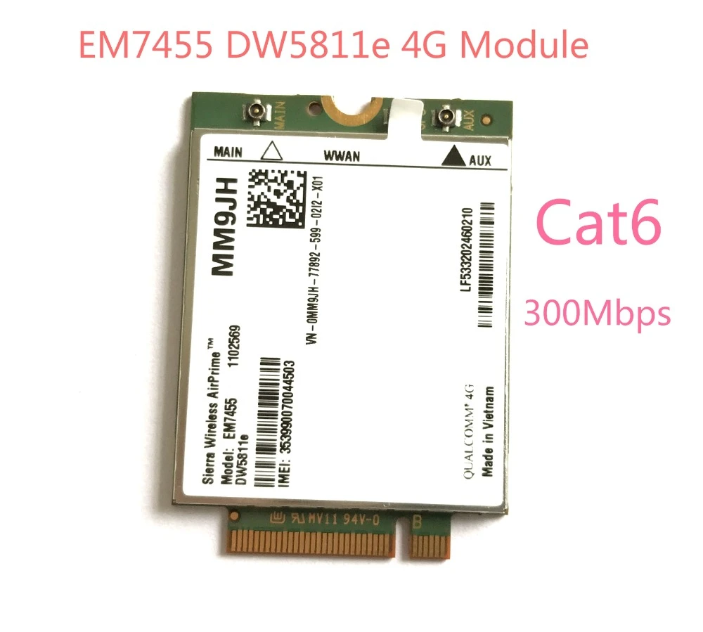 EM7455 DW5811e LTE-FDD LTE-TDD 4G Module 4G Card Cat6 For Dell Laptop PN MM9JH 5g modem usb