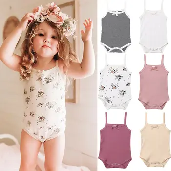 

3Pcs Summer Newborn Baby Bodysuits High Quality Cotton Toddler Girls Sleeveles Jumpsuits Clothes Cute Floral Solid Baby Outfits
